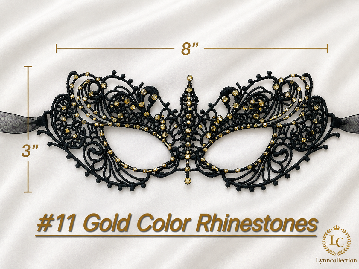 Rhinestone Lace Masquerade Mask: Hard Embroidery Party Mask, approx 130-140 pieces rhinestones