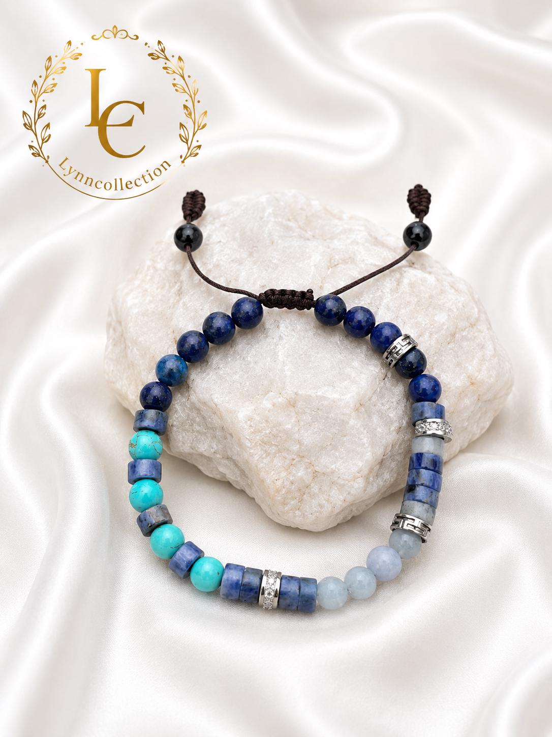 Gemstone Bracelet for HIM OR HER. Made it with Black Agate, 6mm Red Tiger’s eye beads. Adjustable Knotted Cord