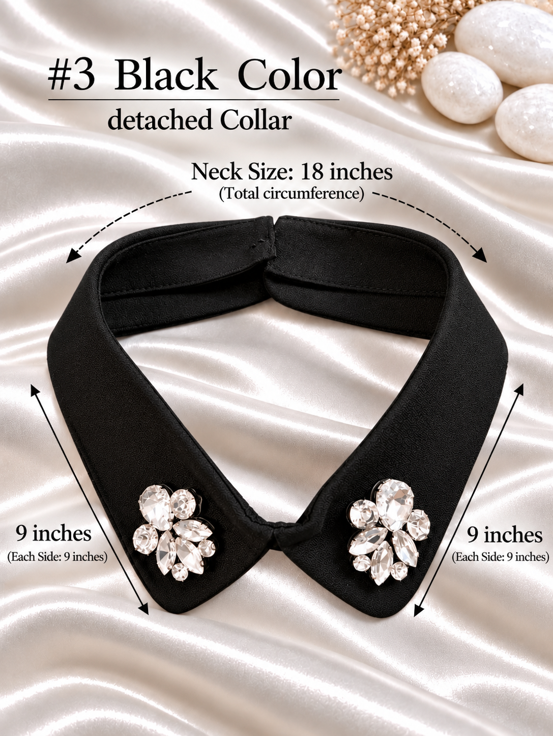 #3 Detachable Collar: Women's Fashion Lapel , Hand-stitch Rhinestone Collar