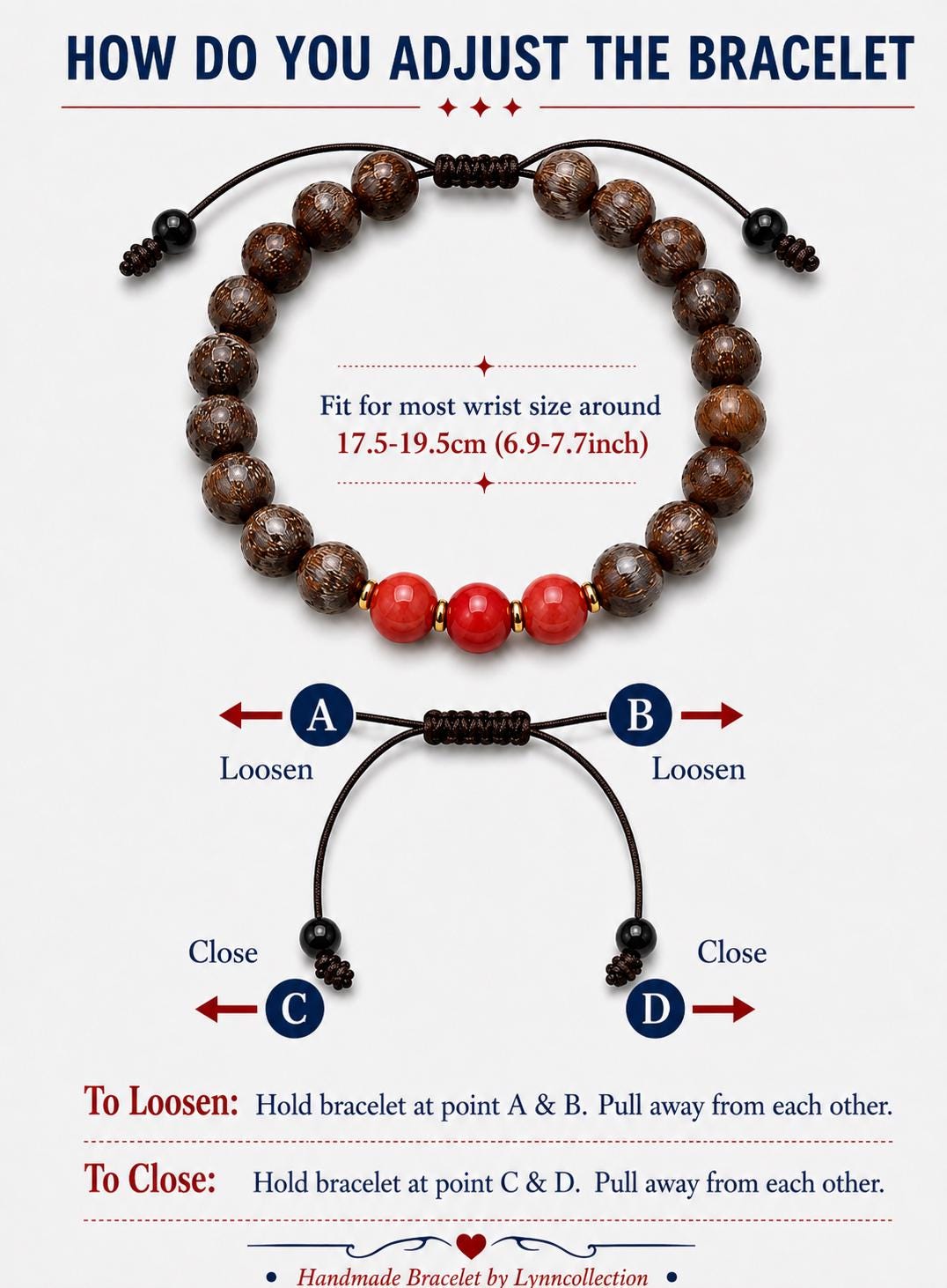 Bracelet for HIM AND HER, Made it with 8mm Sandalwoods and 8mm Red Coral, Adjustable knotted cord