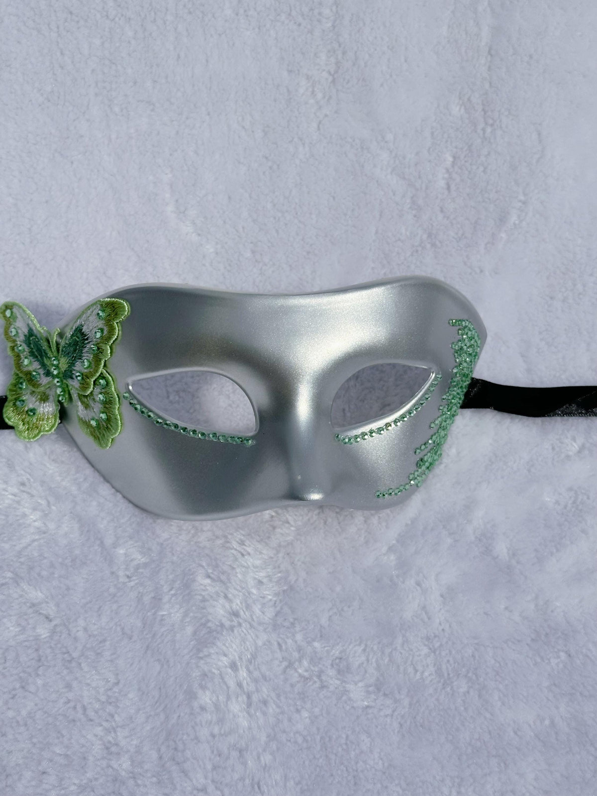 Green Rhinestone Masquerade Mask: Venetian Style Mardi Gras Ball
