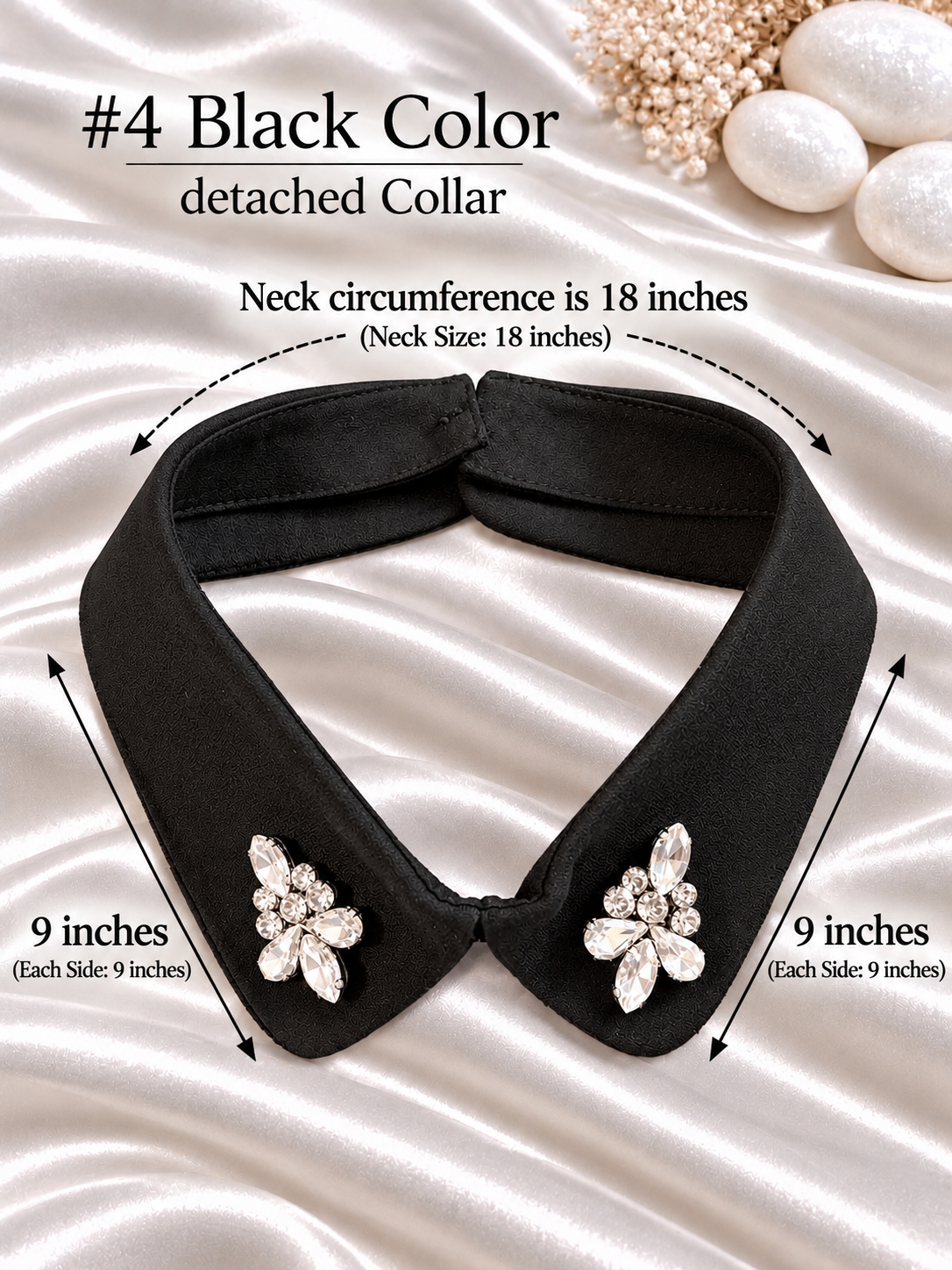 #4 Detachable Collar: Women's Fashion Lapel , Hand-stitch Rhinestone Collar