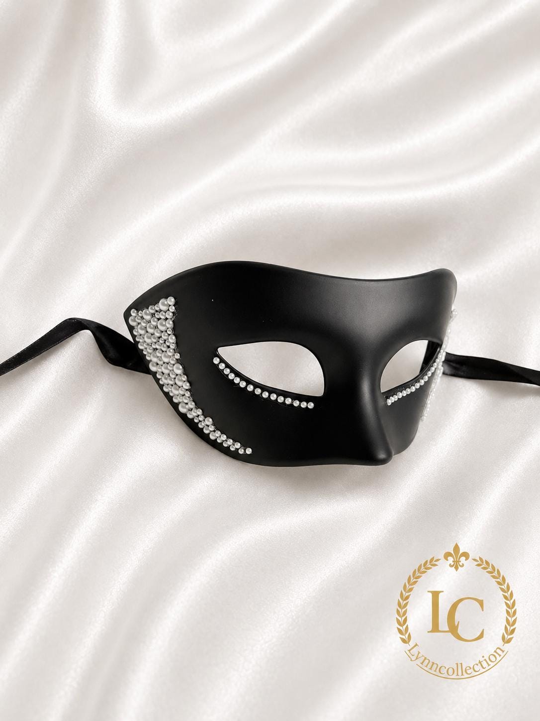 Rhinestone Masquerade Mask: White Lace Venetian Mask, Mardi Gras Ball