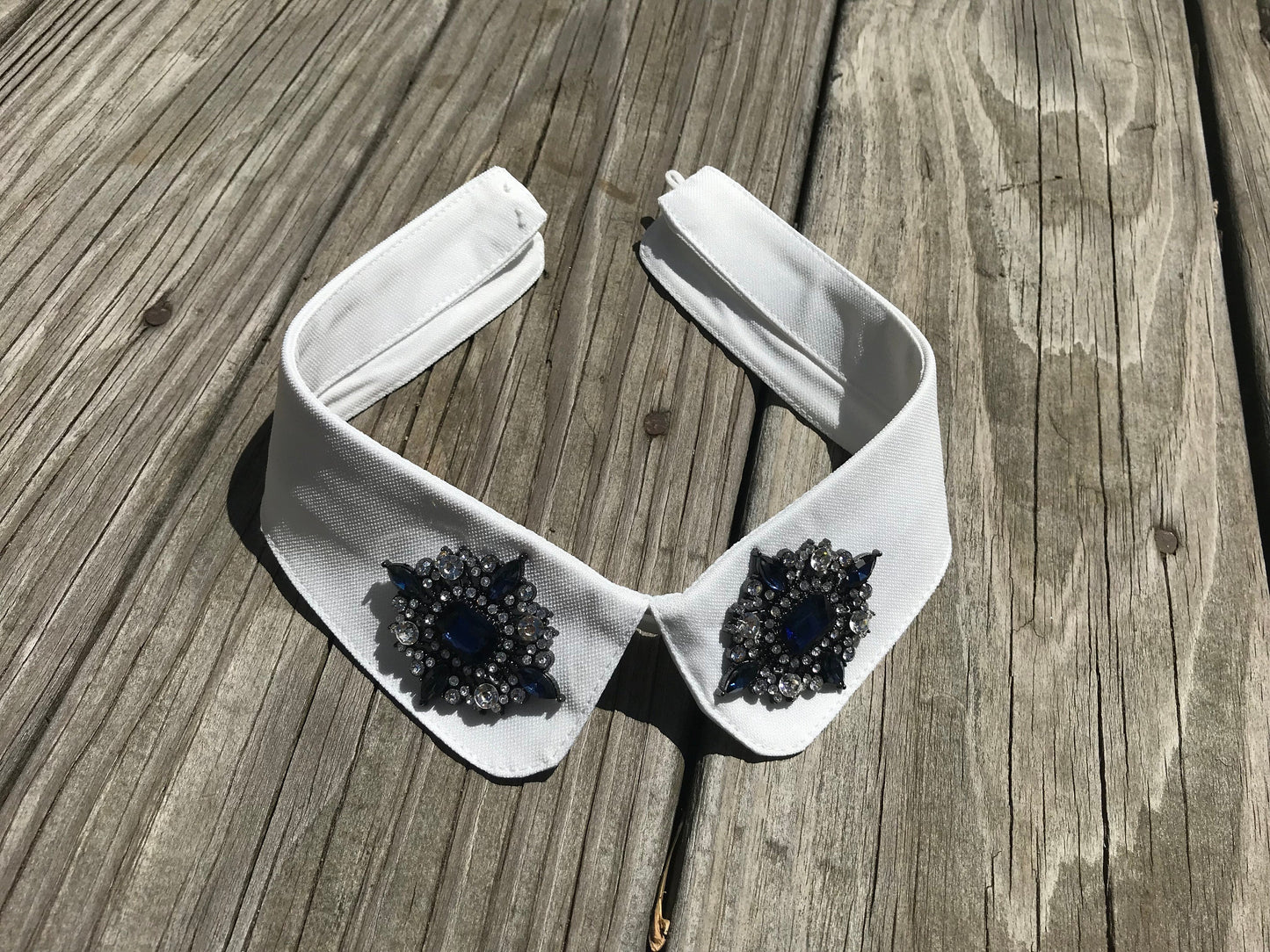 Beaded Detachable Collar: White False Collar Lapel
