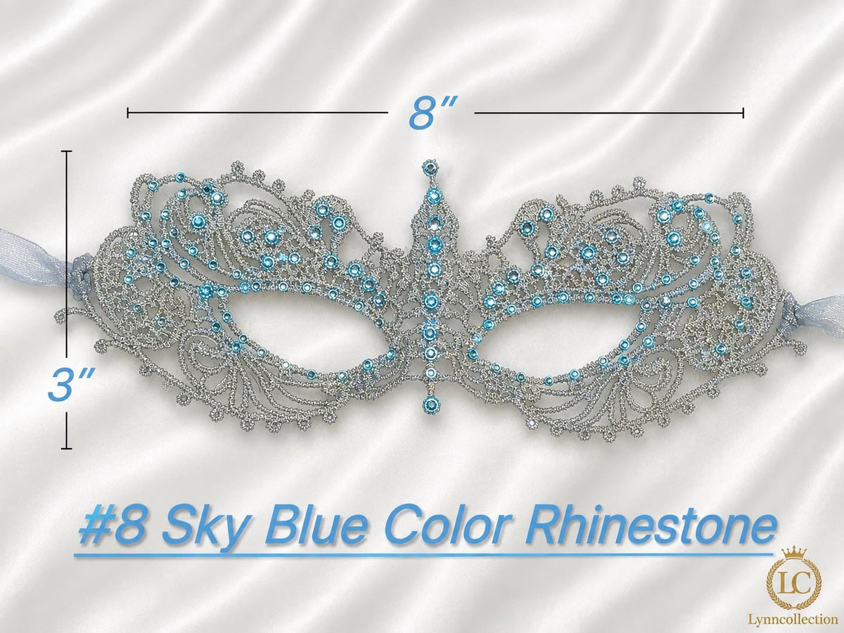 Gray Color Lace Masquerade Mask, Halloween party mask, Rhinestone masquerade mask