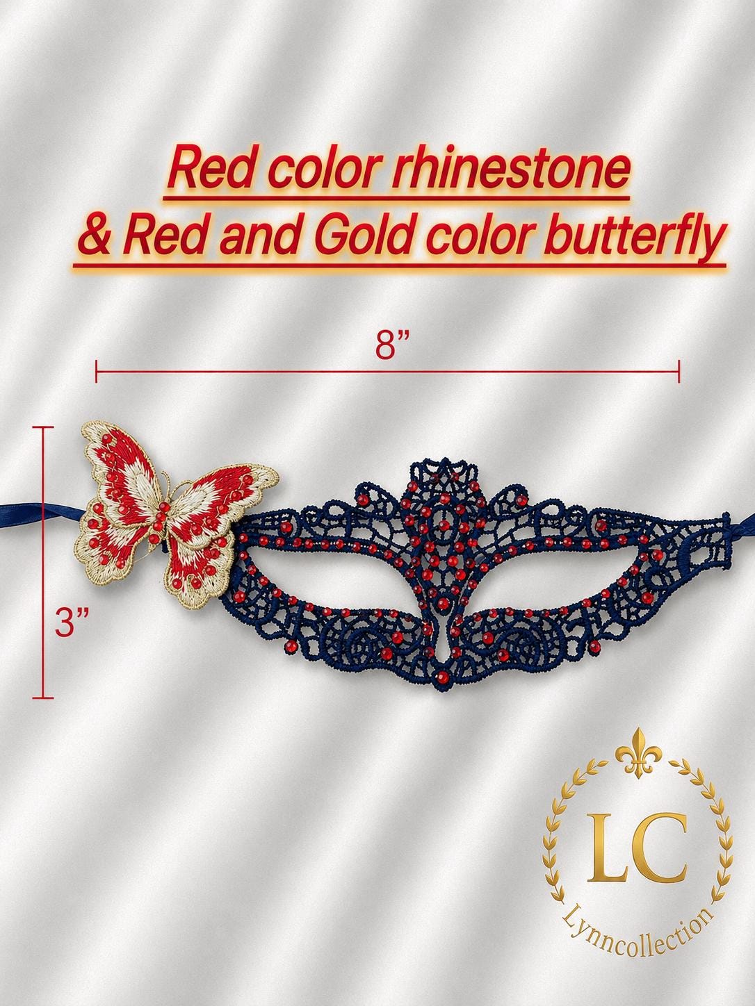 Embroidered Butterfly Masquerade Mask, with Rhinestone, masquerade Mask for Ball Party (with large eye openings for comfort and visibility)