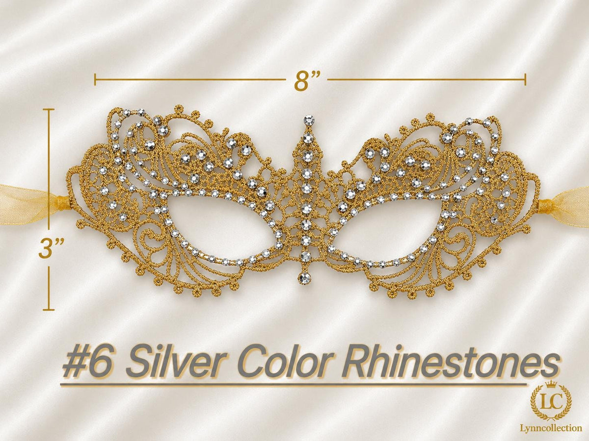 Lace Masquerade Mask with Rhinestones, Embroidery mask,