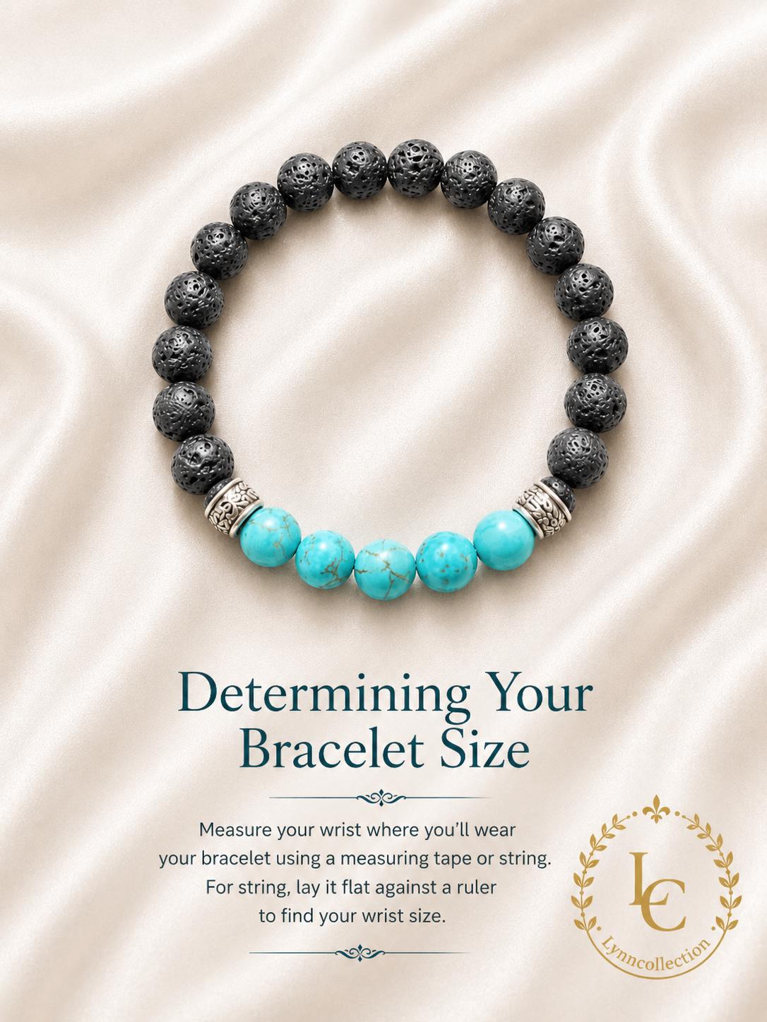 Lava Stone Beaded Bracelet with Turquoise ,Black Volcanic Stone Stretch Bracelet - Gemstone Bracelet for HIM AND HER.