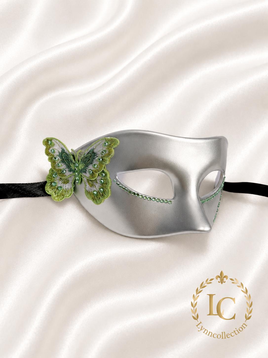 Green Rhinestone Masquerade Mask: Venetian Style Mardi Gras Ball