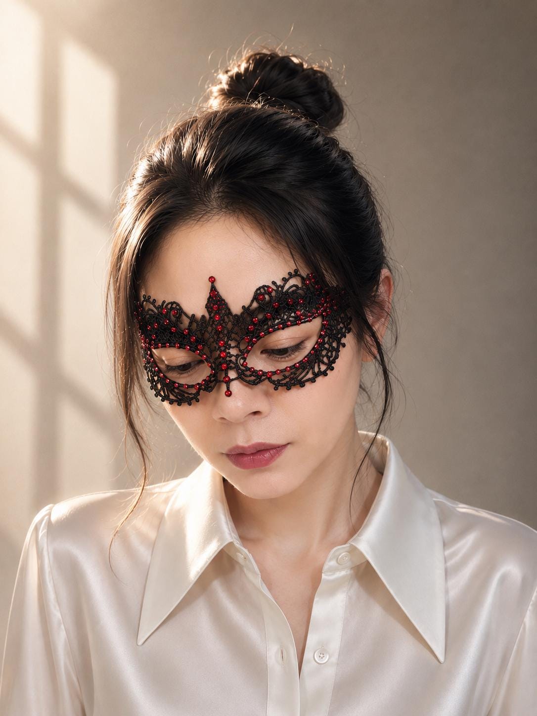 Rhinestone Lace Masquerade Mask: Hard Embroidery Party Mask, approx 130-140 pieces rhinestones