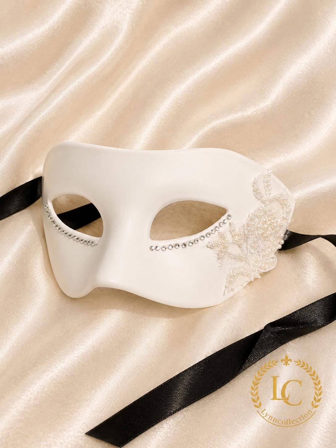 Rhinestone Masquerade Mask: Venetian Style Lace Mask, Mardi Gras Ball