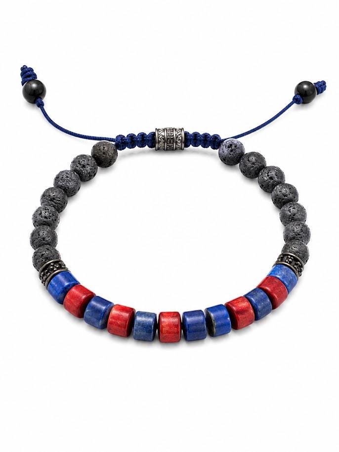 Beaded Bracelet for Him and Her – Lapis Lazuli, Sandalwood, Lava Stones,6mm beads, Adjustable