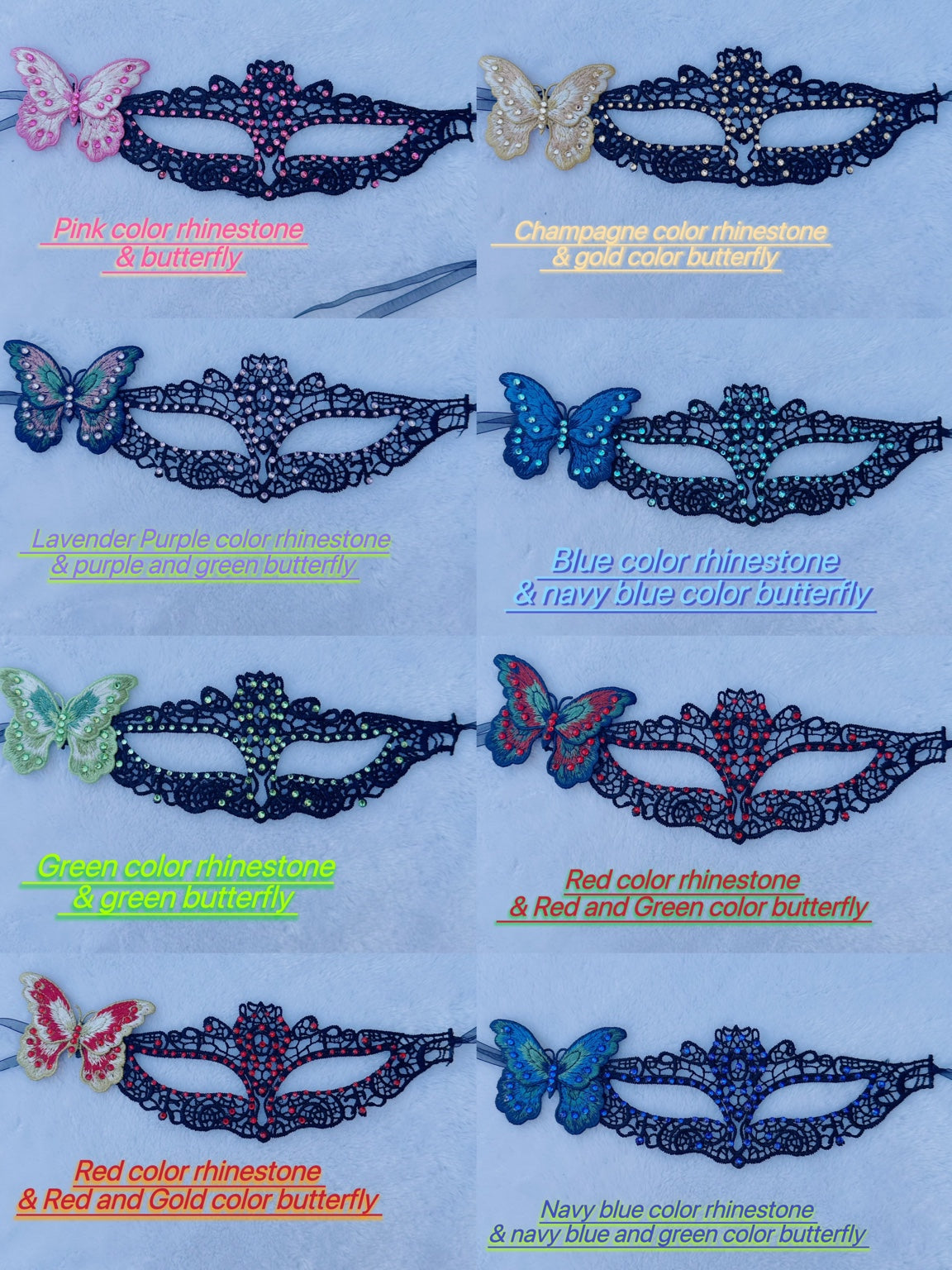 Embroidered Butterfly Masquerade Mask, with Rhinestone, masquerade Mask for Ball Party (with large eye openings for comfort and visibility)