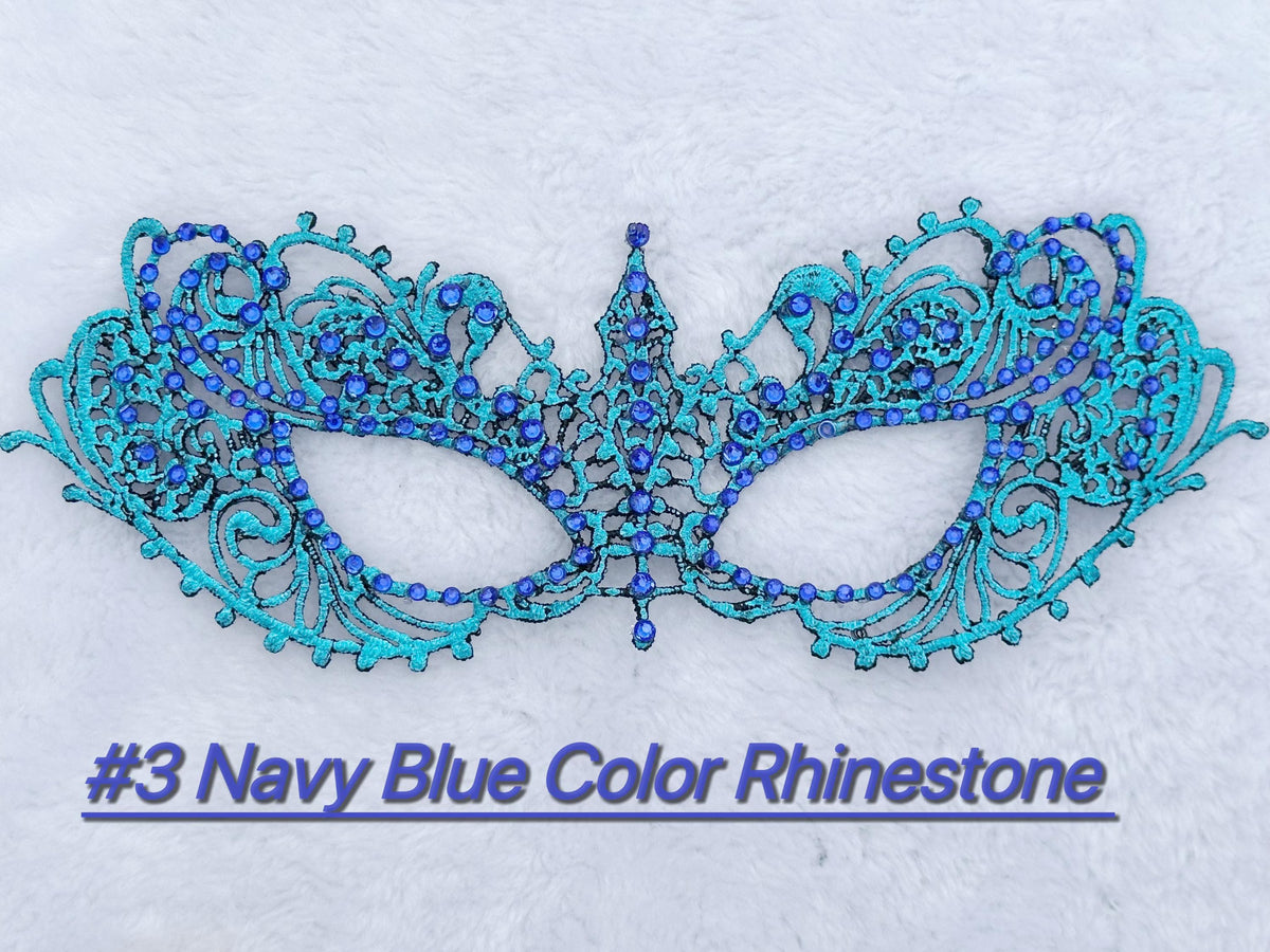 Turquoise Color Masquerade Mask, Rhinestone Venetian Eye Mask, Lace Costume Mask, Mardi Gras, Carnival, Prom, Halloween