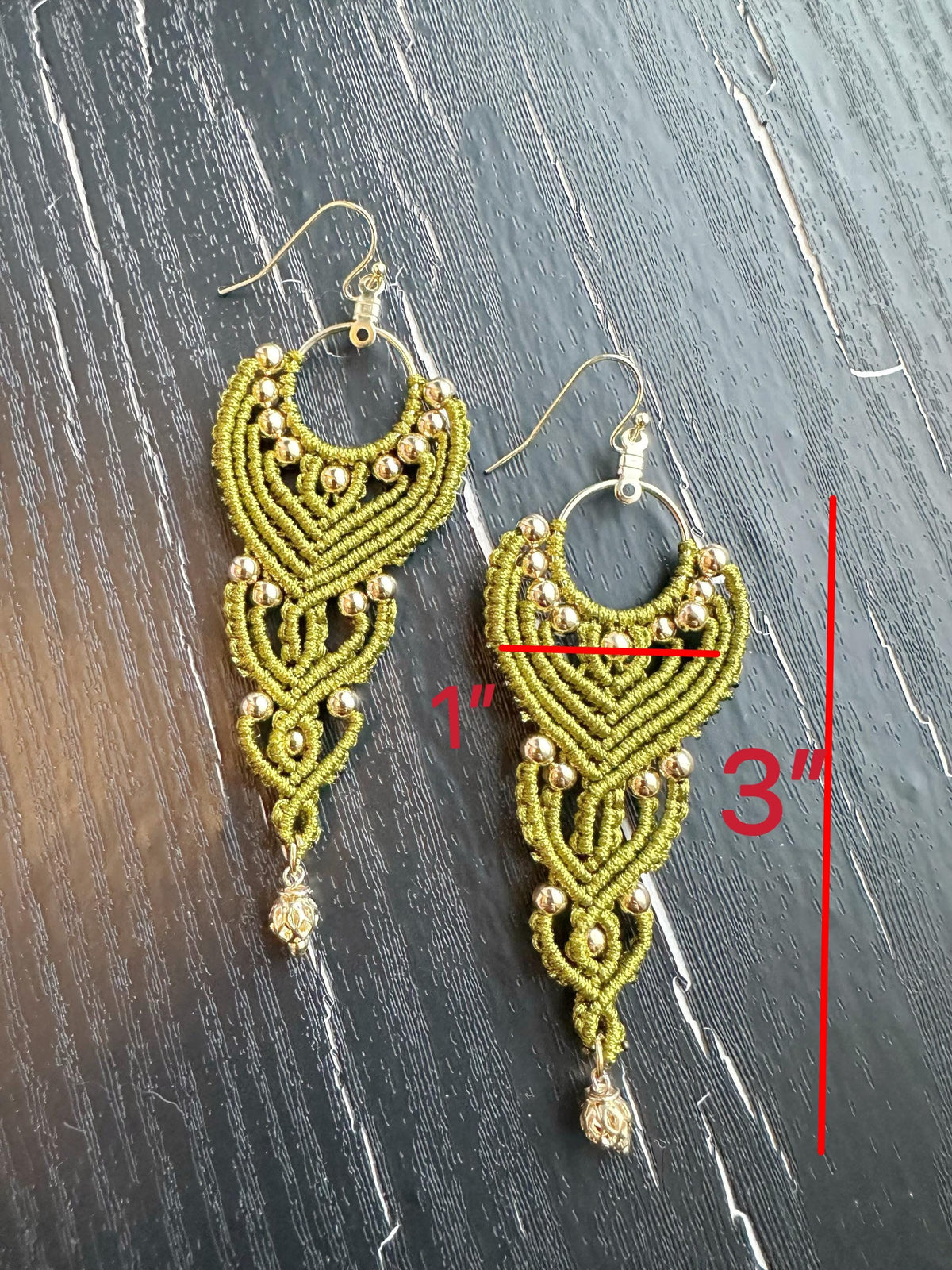 Navy Macrame Dangle Earrings: Bohemian Tribal Jewelry