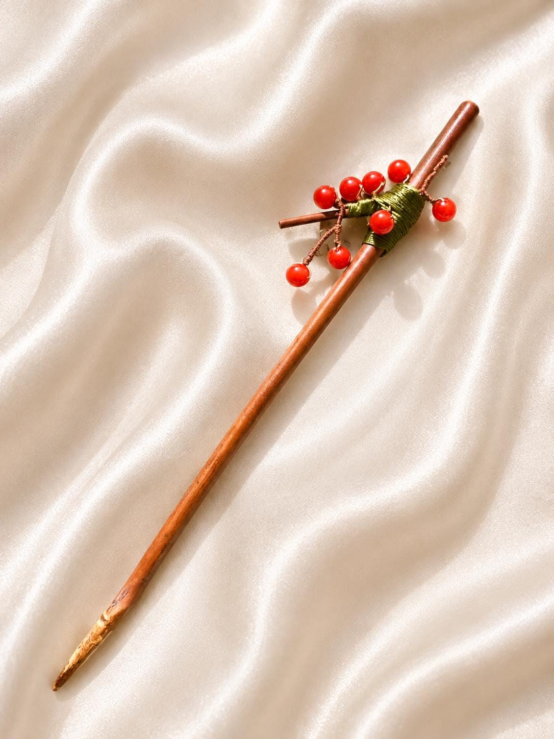 Vintage Hair Stick, Cherry Hairpin, ( agates gemstone) Ancient Style Costume Handmade bamboo Hair Accessory