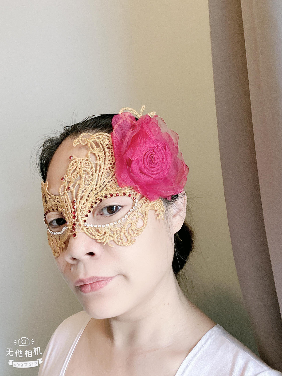 Lace Masquerade Mask with rhinestone and fabric flower,Masquerade Mask, Venetian Lace Eye Mask For Party Prom Ball Costume Mardi Gras