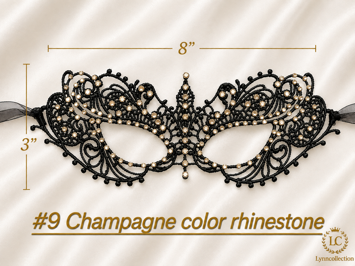 Rhinestone Lace Masquerade Mask: Hard Embroidery Party Mask, approx 130-140 pieces rhinestones