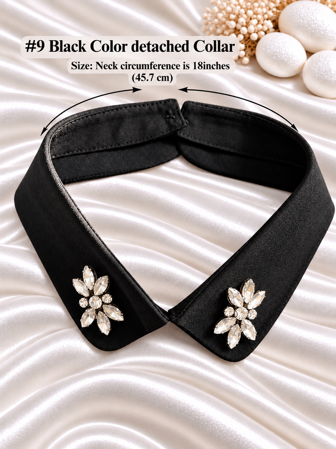 #9 Detachable Collar: Women's Fashion Lapel , Hand-stitch Rhinestone Collar
