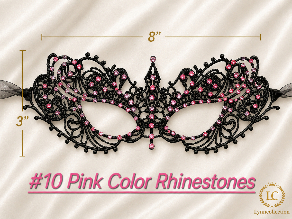 Rhinestone Lace Masquerade Mask: Hard Embroidery Party Mask, approx 130-140 pieces rhinestones