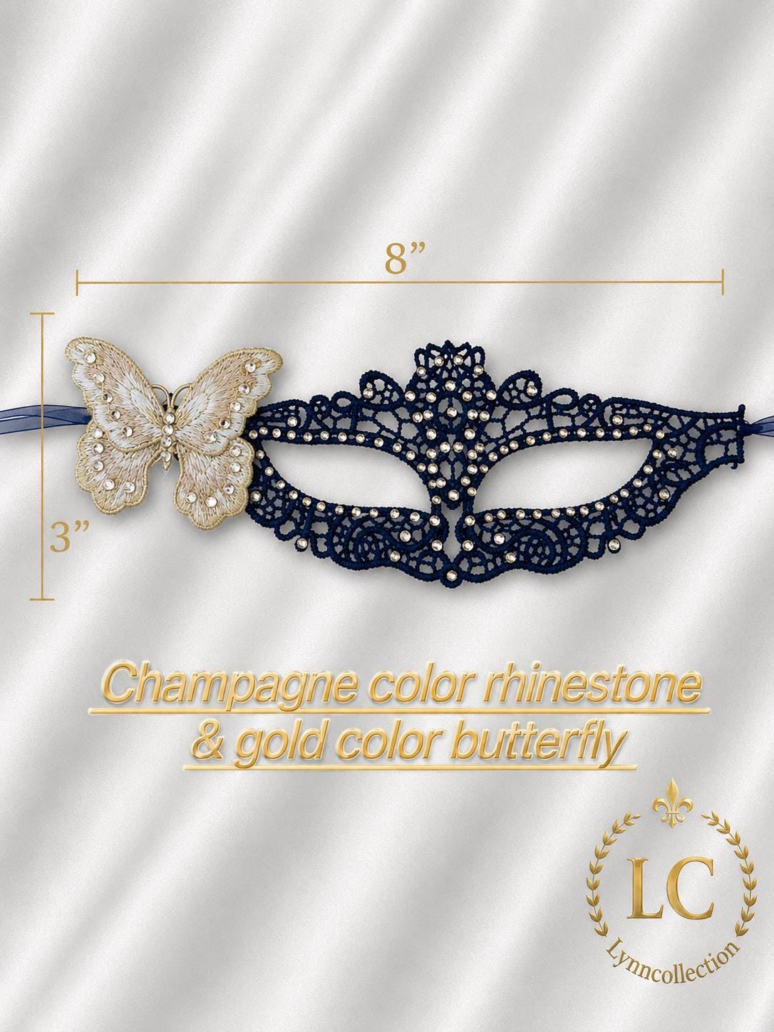 Embroidered Butterfly Masquerade Mask, with Rhinestone, masquerade Mask for Ball Party (with large eye openings for comfort and visibility)