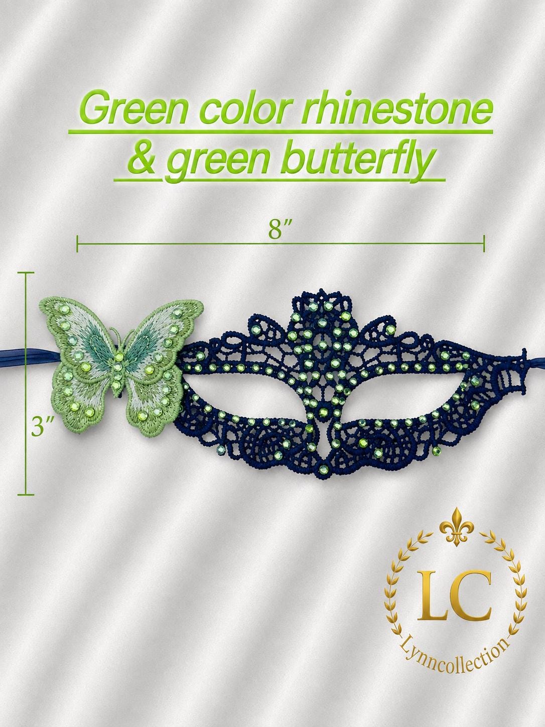 Embroidered Butterfly Masquerade Mask, with Rhinestone, masquerade Mask for Ball Party (with large eye openings for comfort and visibility)