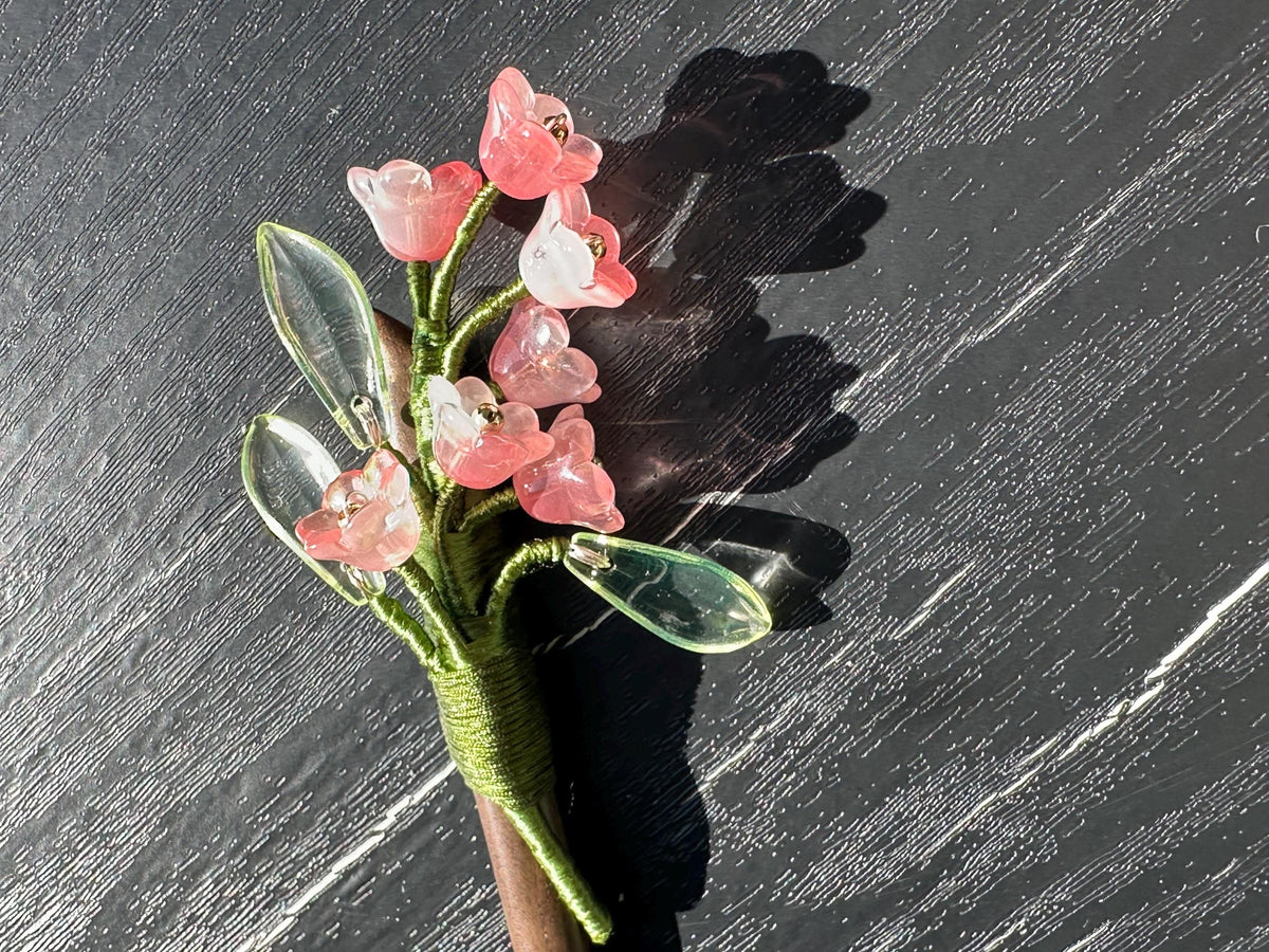 Vintage Hair Stick, lily of the valley Hairpin, Ancient Style Costume Handmade wooden Hair Accessory