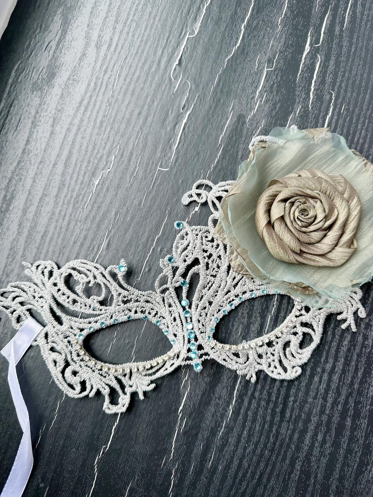 Lace Masquerade Mask with rhinestone and fabric flower,Masquerade Mask, Venetian Lace Eye Mask For Party Prom Ball Costume Mardi Gras