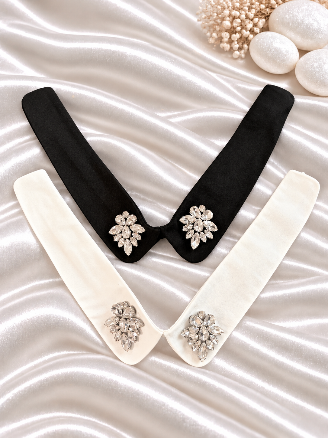 #5 Detachable Collar: Women's Fashion Lapel , Hand-stitch Rhinestone Collar