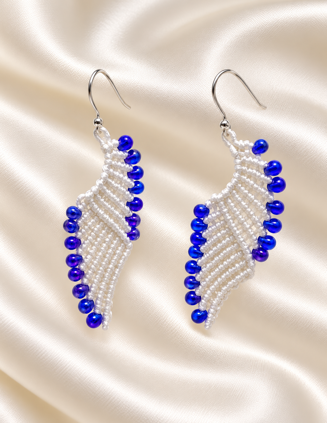 White color , Macrame Earrings, Bohemian Fashion, Tribal Ethnic Bellydance,  Handmade Earrings,Handmade Macrame, Dangle Earring,Macrame Jewelry