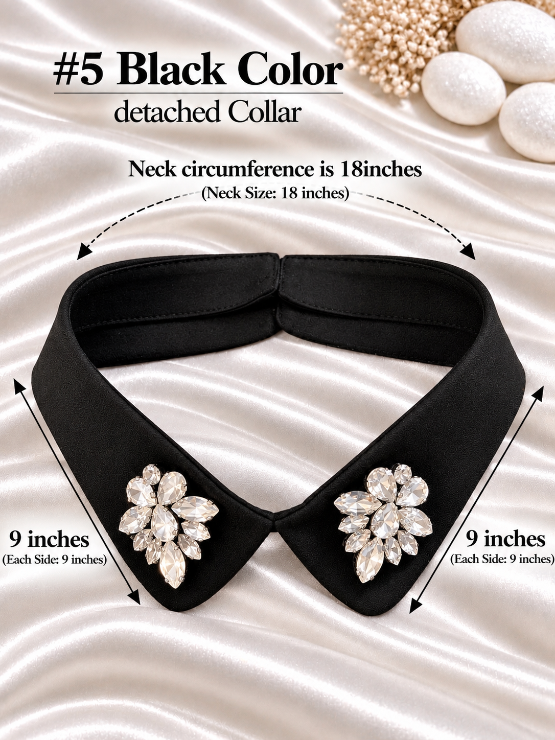 #5 Detachable Collar: Women's Fashion Lapel , Hand-stitch Rhinestone Collar