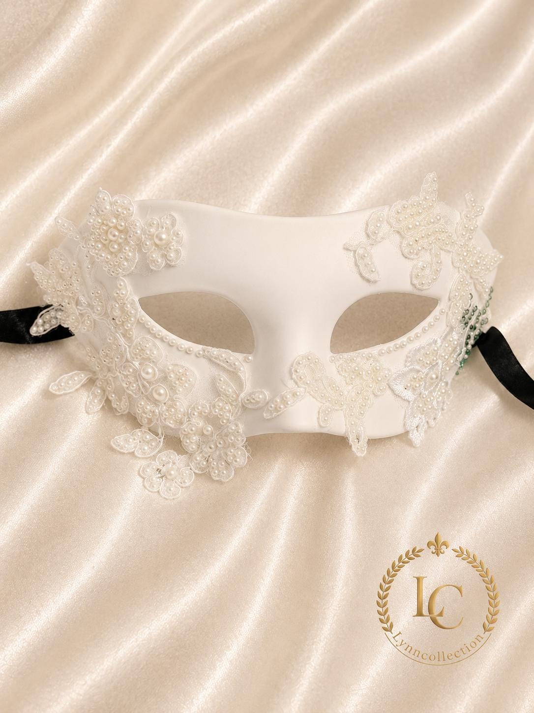 White Venetian Masquerade Mask: Mardi Gras, Halloween Ball (3.15"x7")