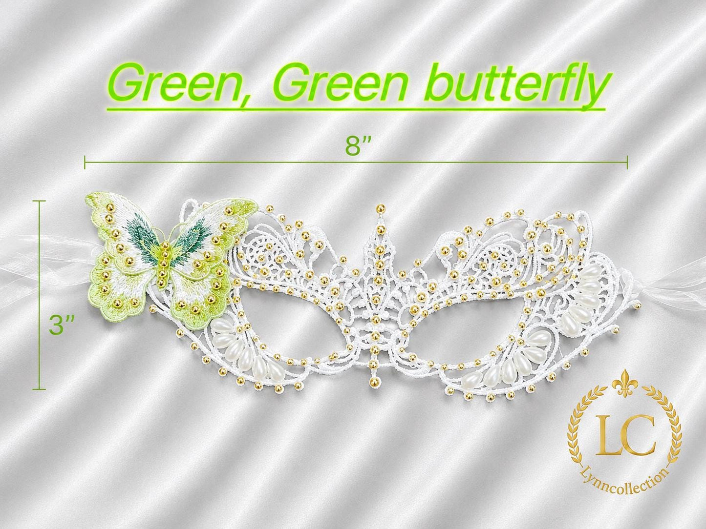 Embroidery butterfly Masquerade Mask, Women's Masquerade Mask, white Mask With gold resin beads and  Butterflies,Masquerade Ball Mask