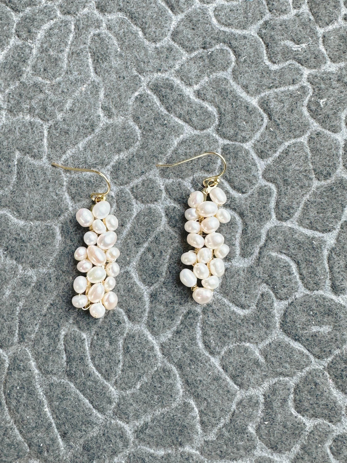 Freshwater Pearl with Gold plated Wire Wrapped Handmade, size: 1.5” length X 0.5” width.