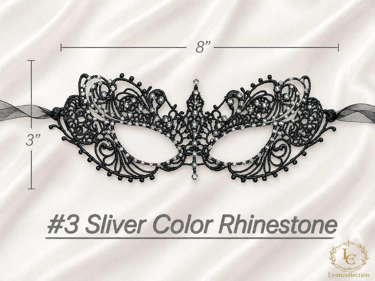 Rhinestone Lace Masquerade Mask: Hard Embroidery Party Mask, approx 130-140 pieces rhinestones