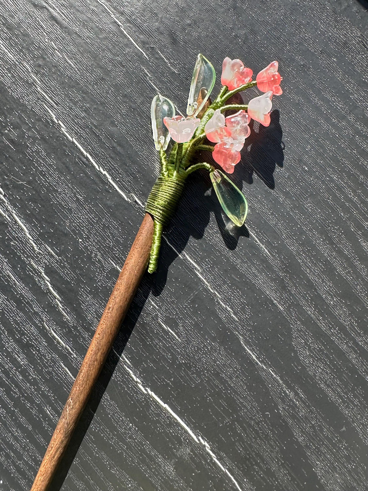 Vintage Hair Stick, lily of the valley Hairpin, Ancient Style Costume Handmade wooden Hair Accessory