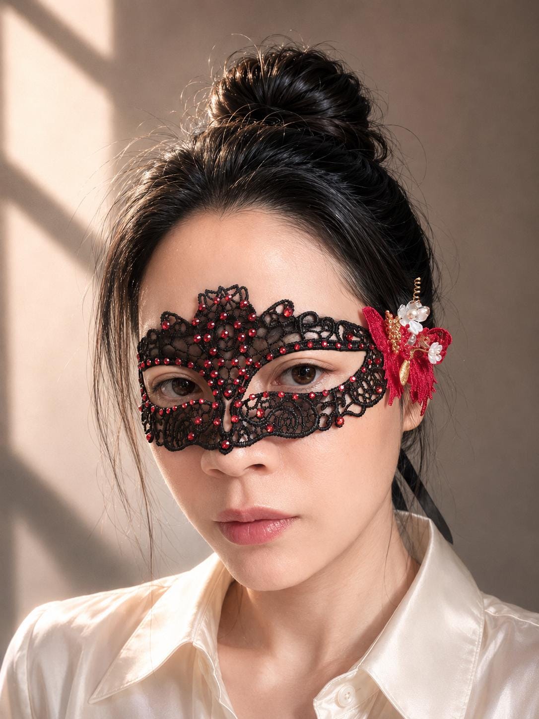 Luxury Handmade Butterfly Masquerade Mask, Red Rhinestone Venetian Mask, Fairy Ball Mask, Costume Party Gift for Women