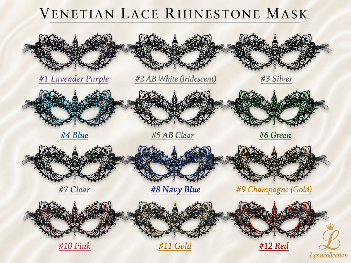 Rhinestone Lace Masquerade Mask: Hard Embroidery Party Mask, approx 130-140 pieces rhinestones