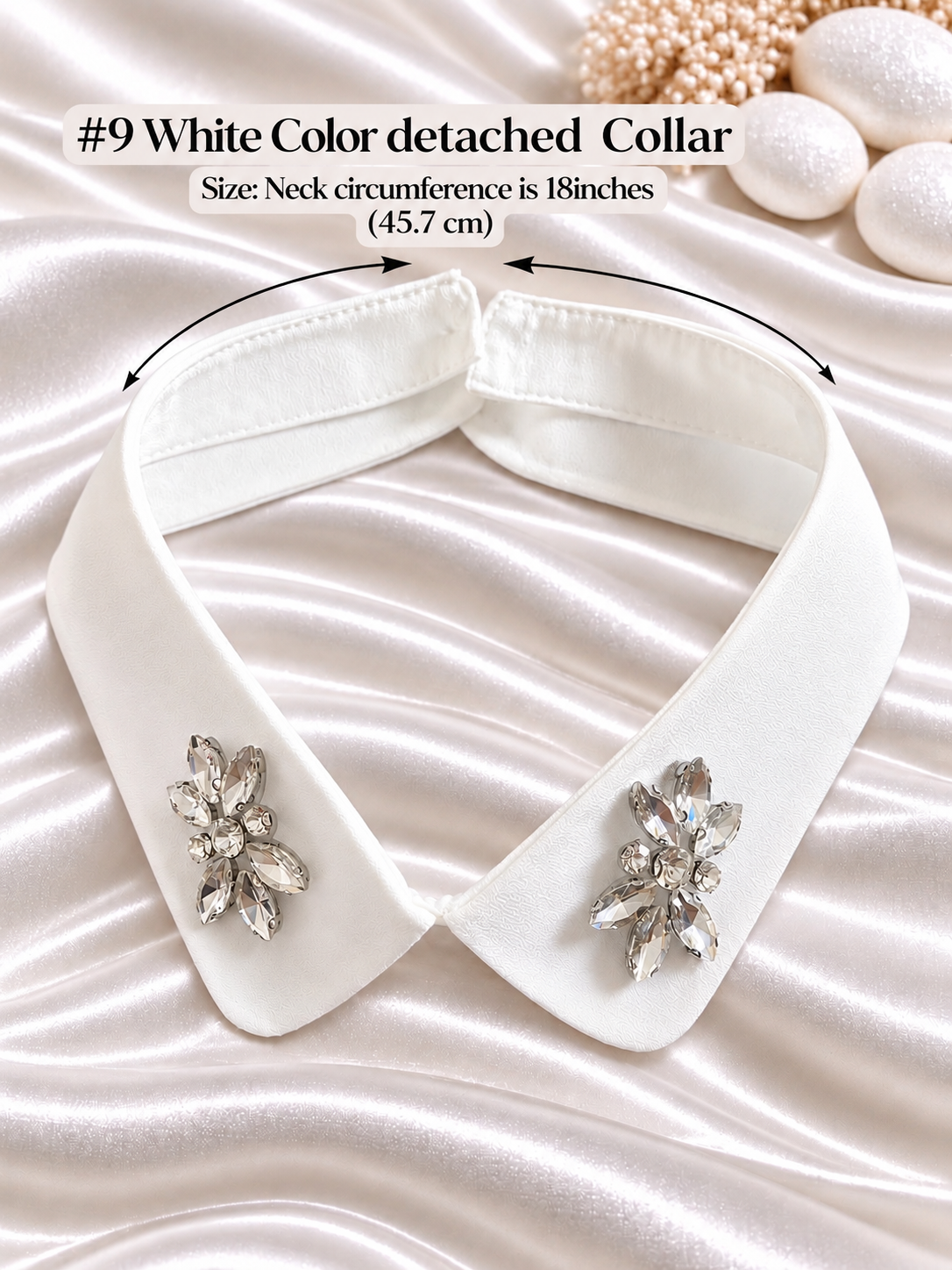 #9 Detachable Collar: Women's Fashion Lapel , Hand-stitch Rhinestone Collar