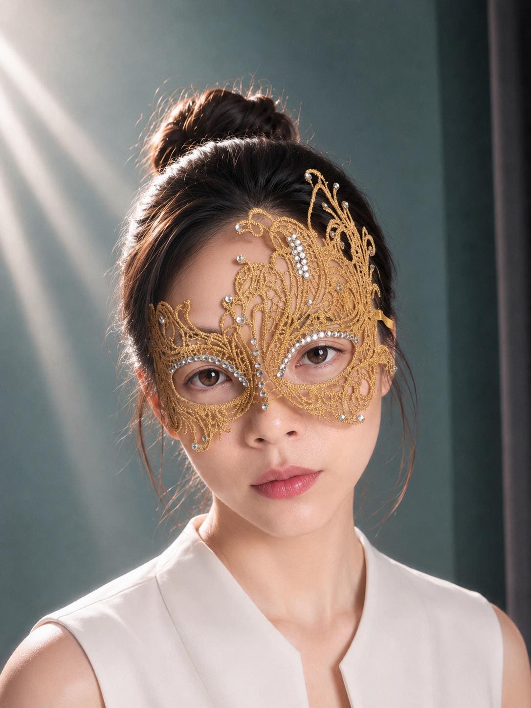 Lace Masquerade Mask with clear rhinestone,Masquerade Mask for Women Venetian Lace Eye Mask For Party Prom Ball Costume Mardi Gras