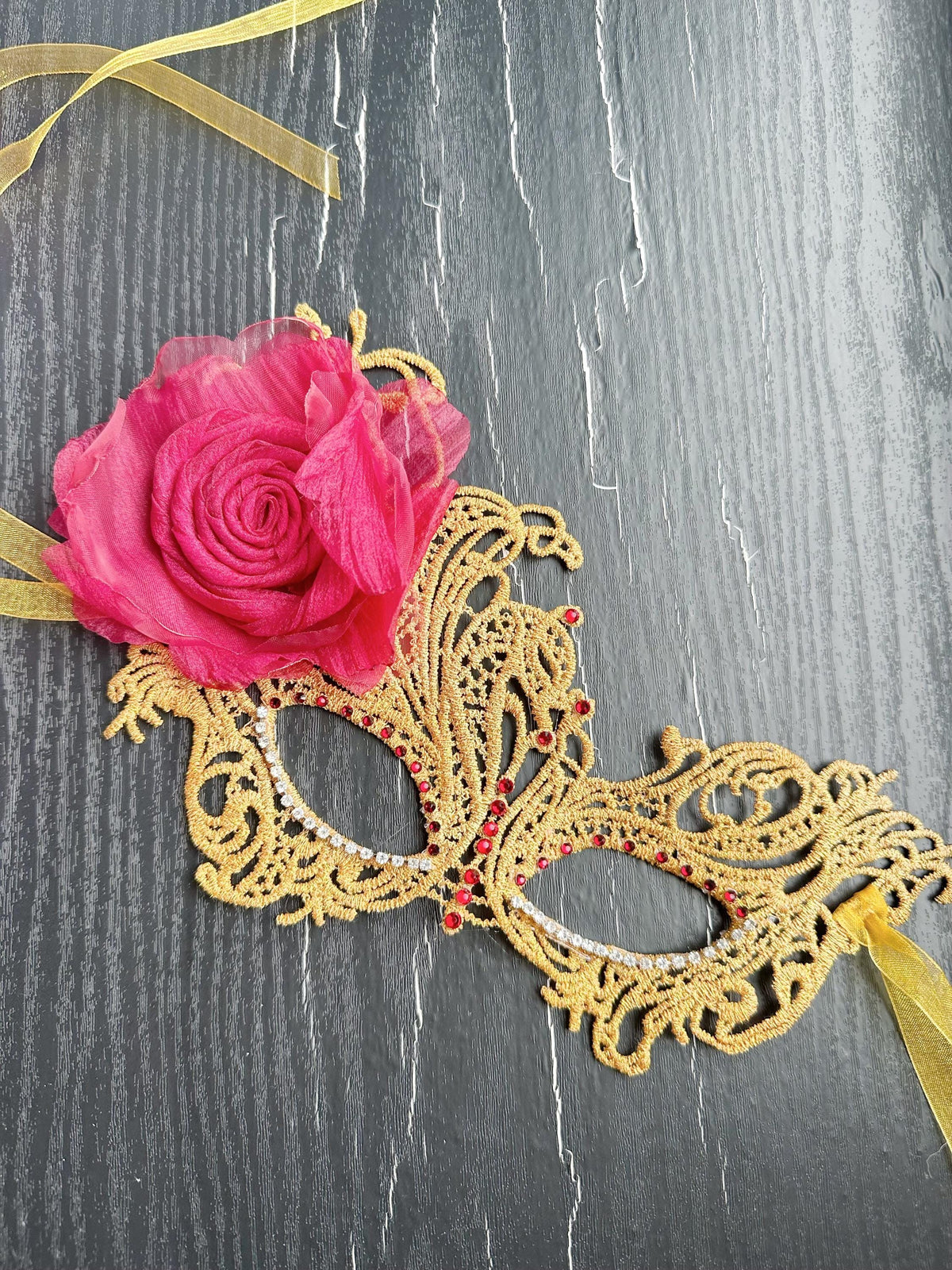 Lace Masquerade Mask with rhinestone and fabric flower,Masquerade Mask, Venetian Lace Eye Mask For Party Prom Ball Costume Mardi Gras