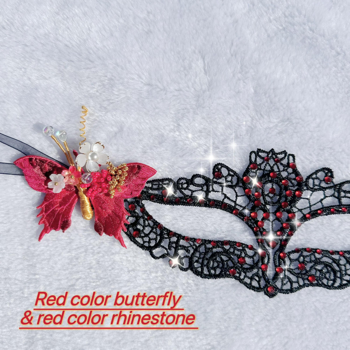 Luxury Handmade Butterfly Masquerade Mask, Red Rhinestone Venetian Mask, Fairy Ball Mask, Costume Party Gift for Women