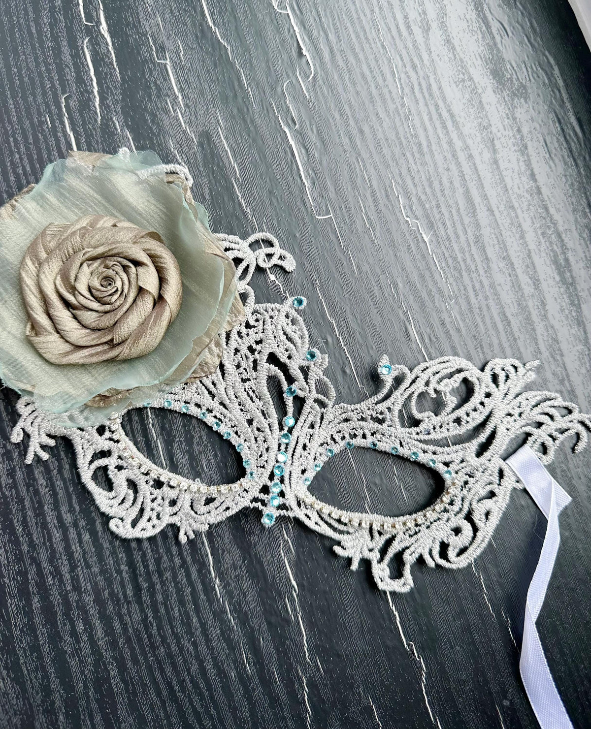 Lace Masquerade Mask with rhinestone and fabric flower,Masquerade Mask, Venetian Lace Eye Mask For Party Prom Ball Costume Mardi Gras