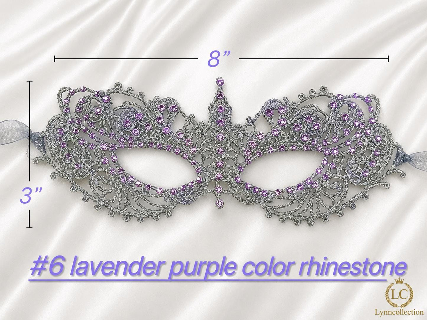 Gray Color Lace Masquerade Mask, Halloween party mask, Rhinestone masquerade mask