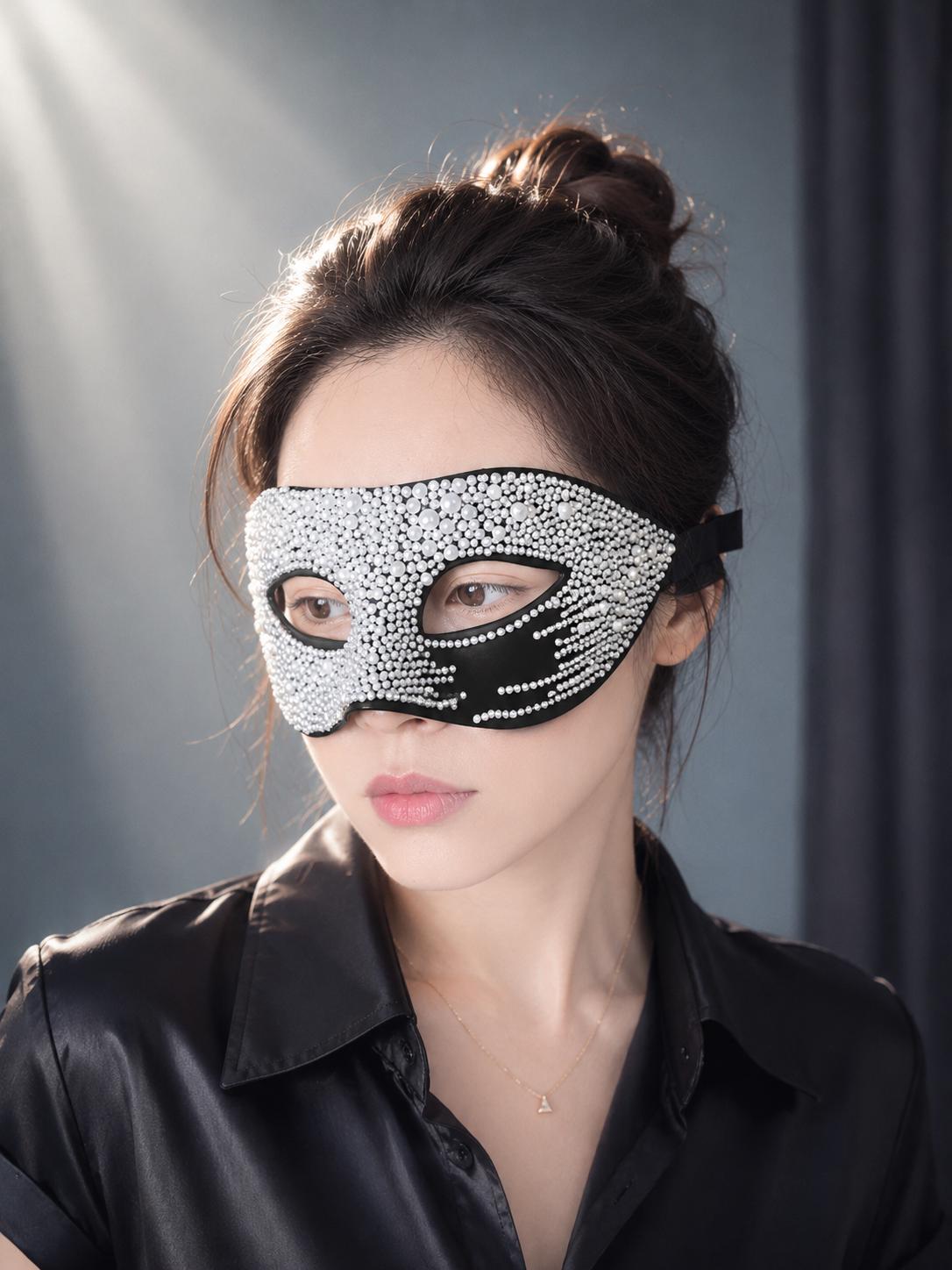 Black Masquerade Mask, Venetian Style Mardi Gras Ball