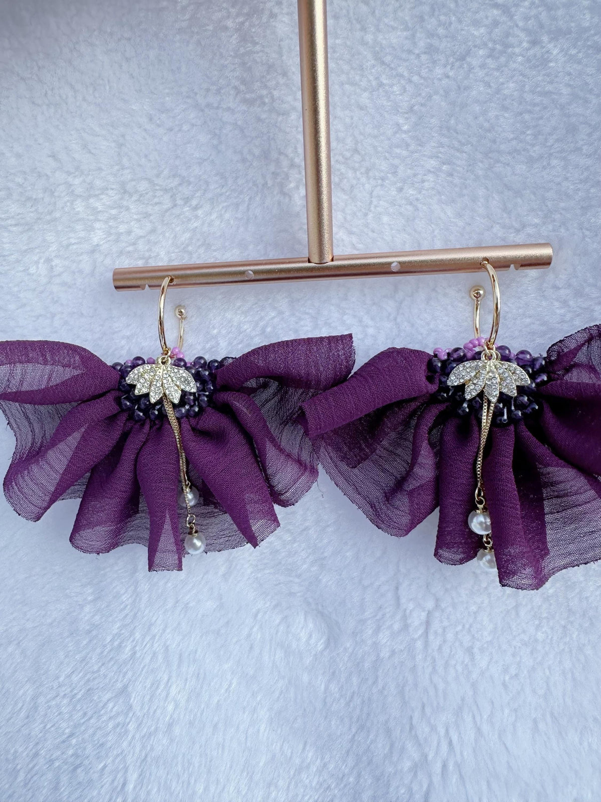 Handmade Red Coral & Ruby Dangle Earrings: Gold Plated