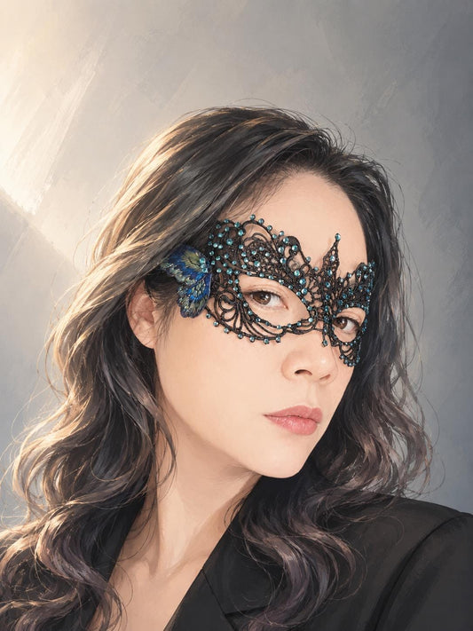 Purple color Embroidered Butterfly Masquerade Mask, with Rhinestone, classic Vintage Venetian Face Mask for Ball Party/Halloween