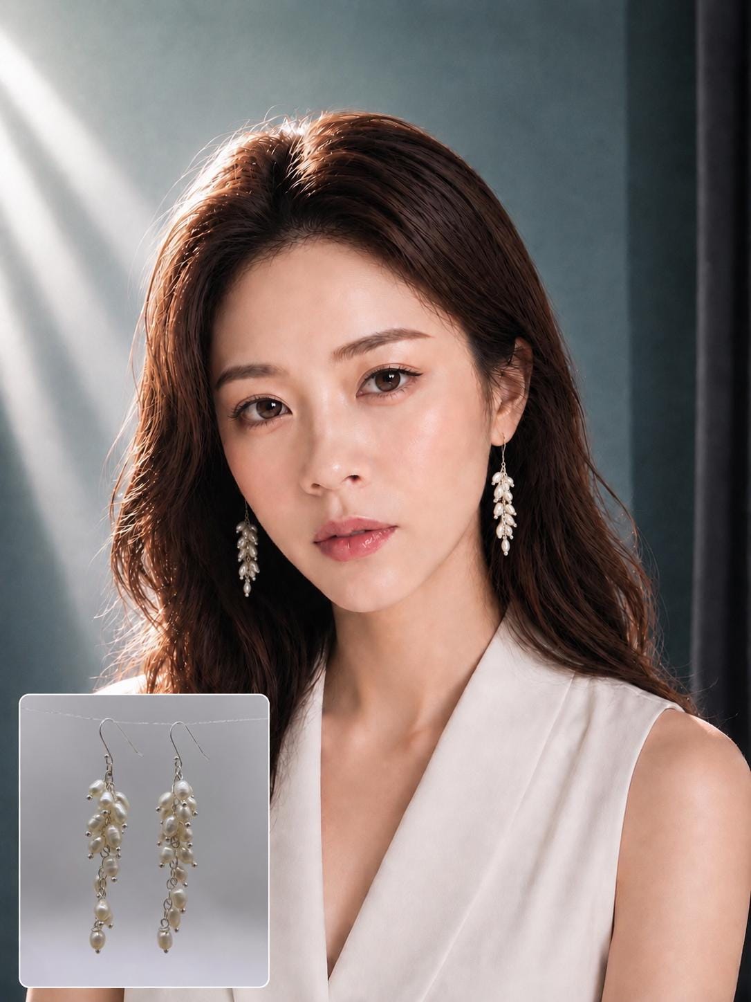 handmade earrings,  Dangle Earrings,925 Sterling Silver Hook with freshwater pearl