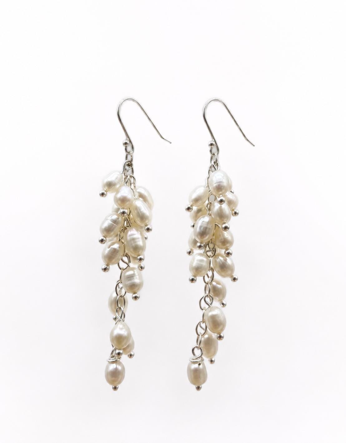 handmade earrings,  Dangle Earrings,925 Sterling Silver Hook with freshwater pearl