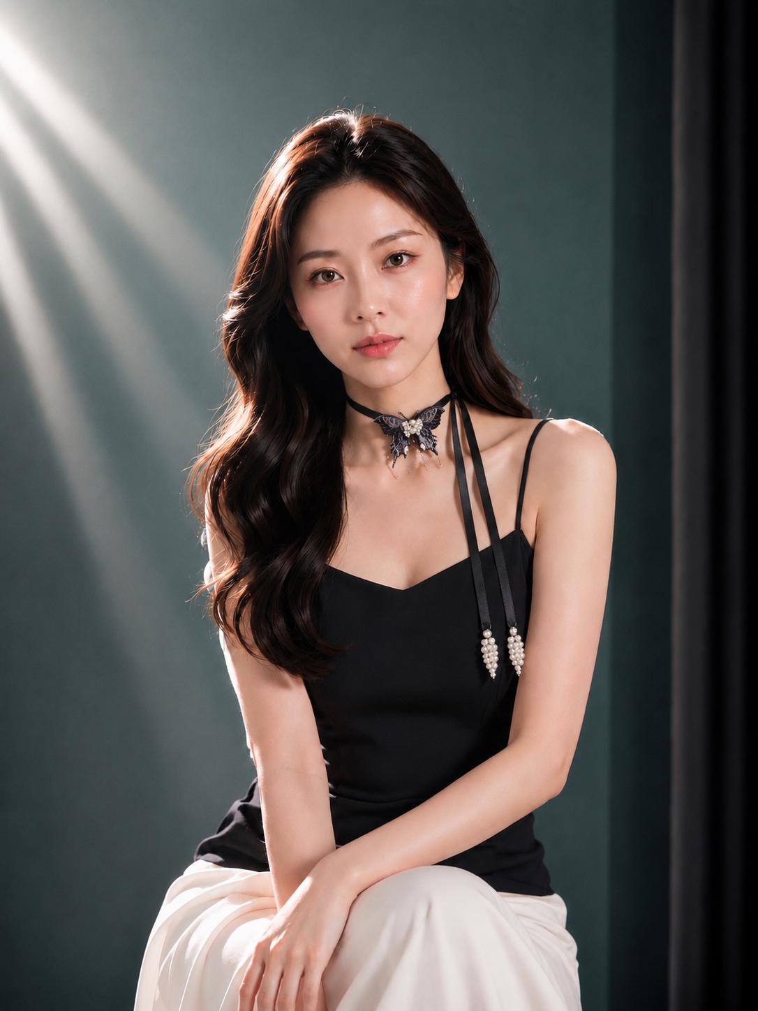 Handmade Choker featuring delicate hand-stitched embroidery of black color butterfly, adorned with freshwater pearls and glass seed beads